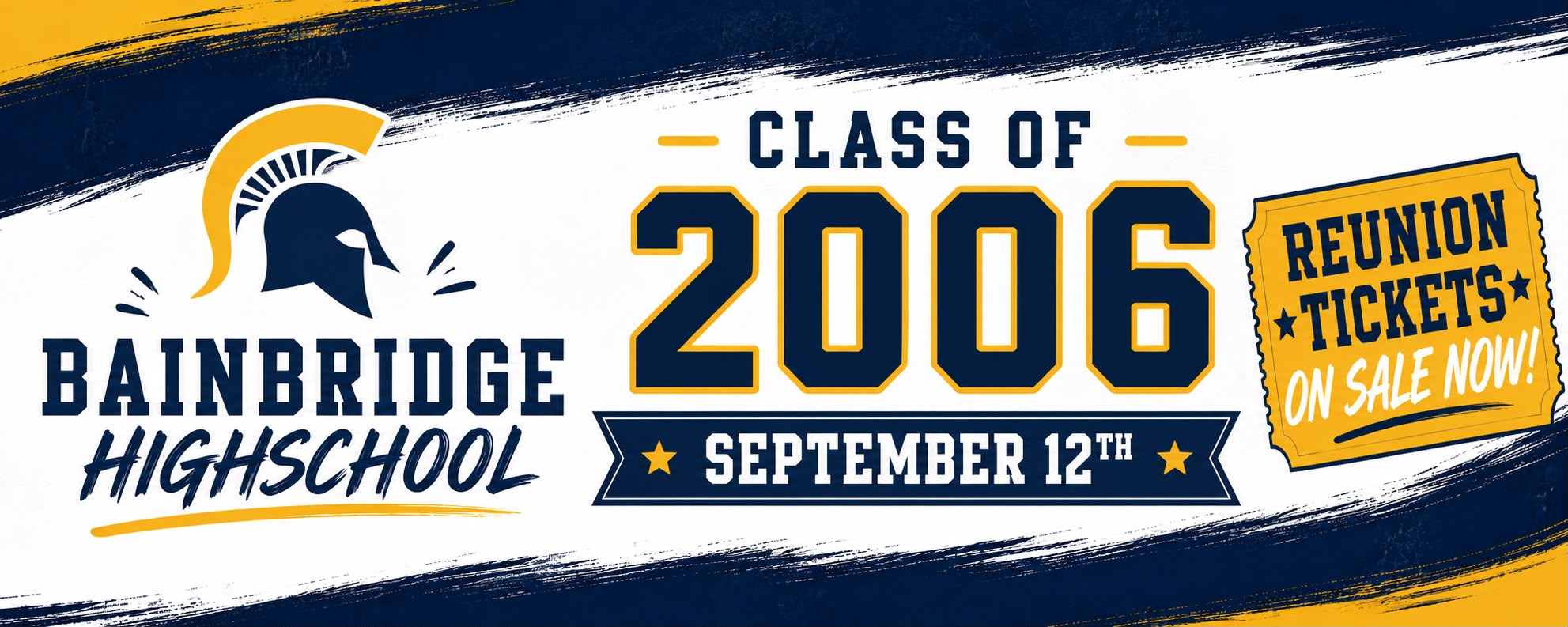 Bainbridge High School reunion ticket banner